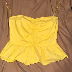 Anthropologie Yellow Camisole with Ruched Peplum